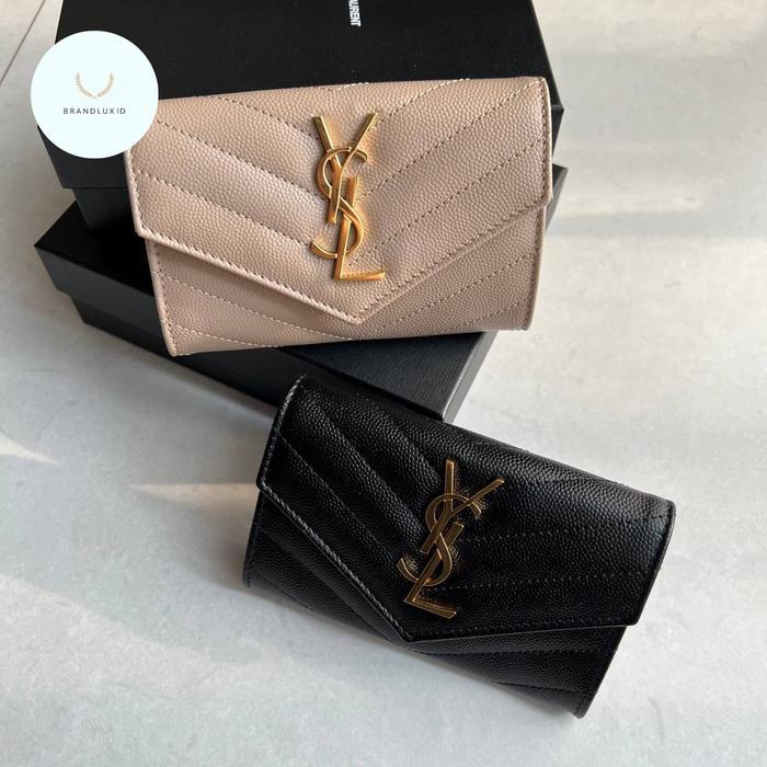 YSL monogram small envelope wallet 4cc+open compartment