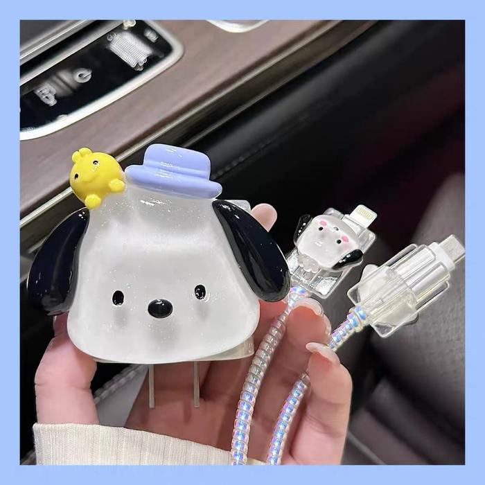 Pelindung Kabel Charger Dog iPhone Full Set 5 in 1 Case Charger iPhone 18/20 W Berlaku Untuk iPhone 