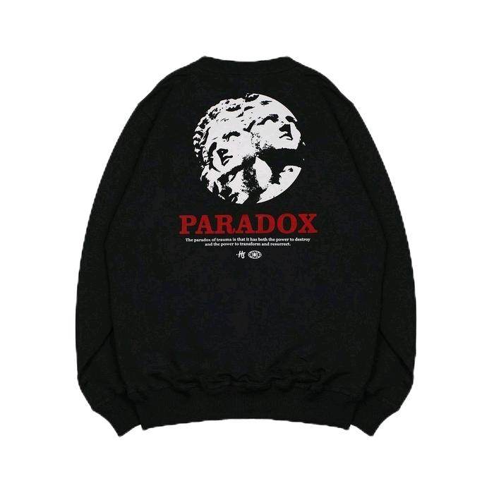 CREWNECK PARADOX BLACK ORIGINAL HIMSIDE Fleece Katun Santai Sweater Basic Hitam