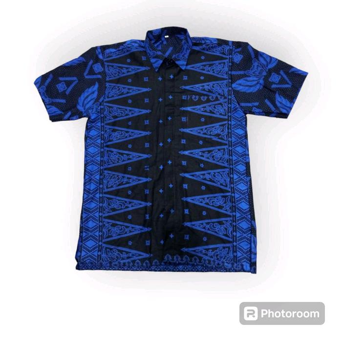 Kemeja Pria Motif batik Baduy Banten Motif Tapak kebo gede lengan Pendek Katun Baju