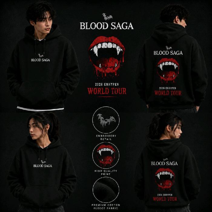 Sweater Hoodie Kpop ENHYPEN Blood Saga World Tour Premium Unisex Fleece Tebal Korean Style Jaket Enh