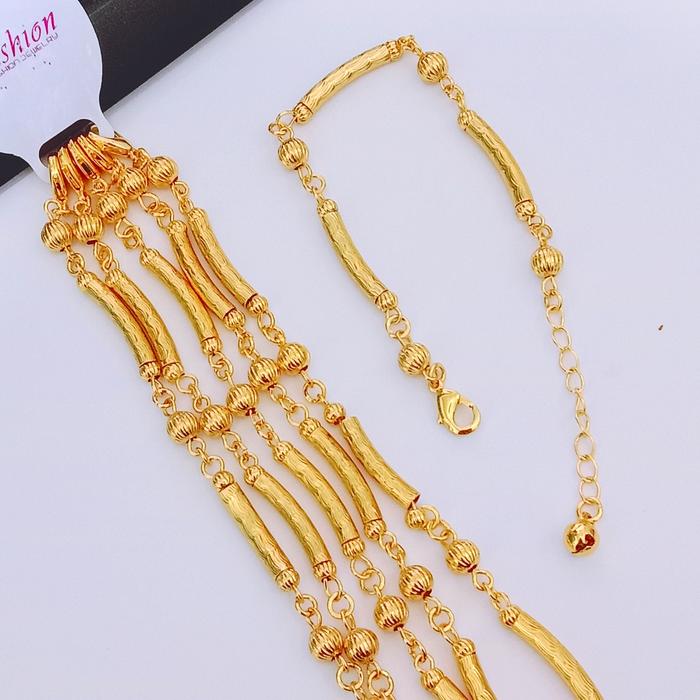 GTD22 Grosir Gelang Rantai Ukir Model Bambu Lapis Emas Gold Elegan Anti Karat