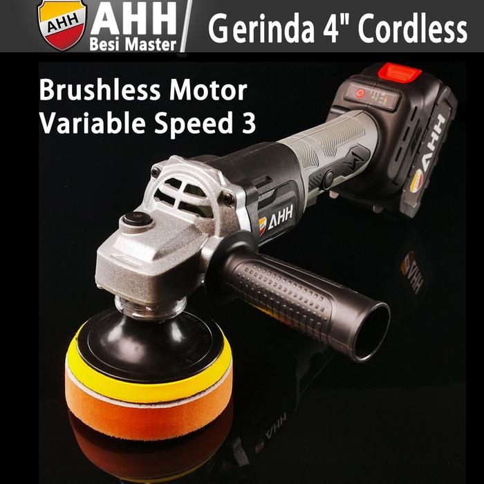 AHH Besi Angle Grinder Brushless 4 Inci Cordless Gerinda Baterai Mesin Gerinda Baterai Tangan