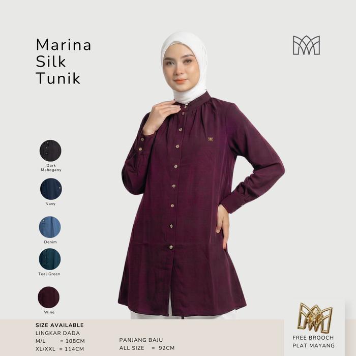 Mayang Collection - Marina Silk Luxury Tunik Baju Wanita Busui Friendly + Free Brooch Plat Mayang