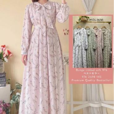 GAMIS KATUN BUNGA TIMBUL BY YUNA FASHION POLOS