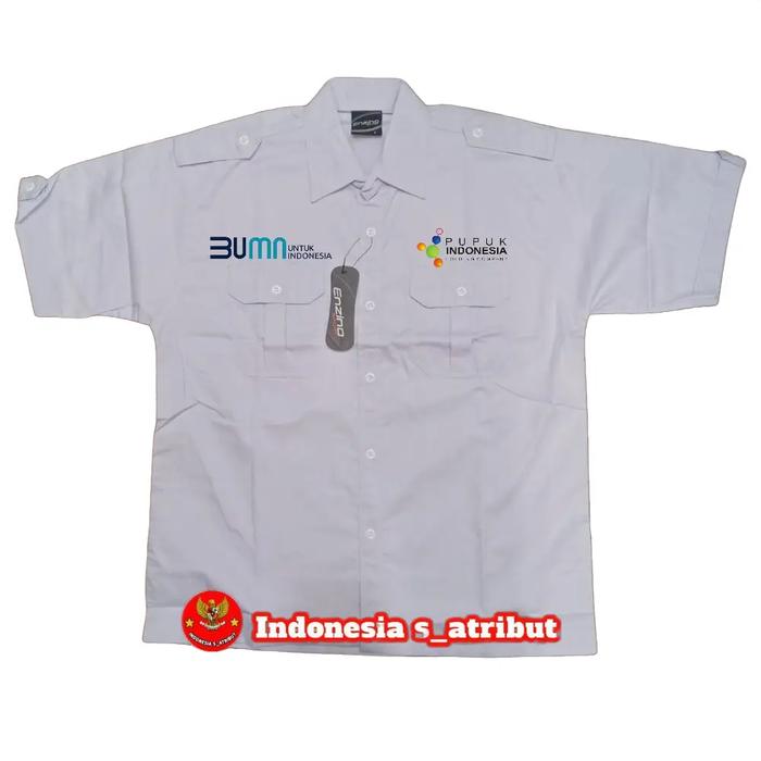 KEMEJA PUPUK INDONESIA/ BAJU PUPUK INDONESIA/ SERAGAM PUPUK INDONESIA LENGAN PENDEK PUTIH FULL BORDI