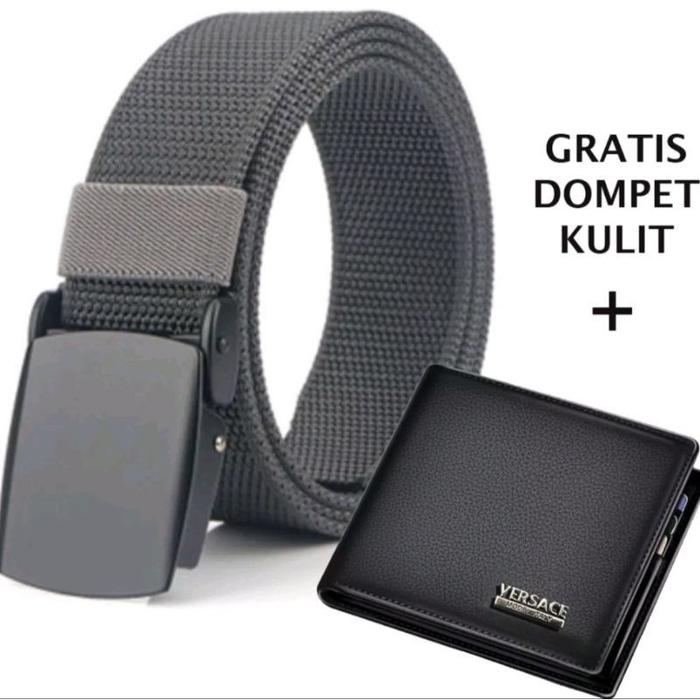 NEW PRODUC!!! ikat pinggang pria BONUS DOMPET KULIT panjang 125cm gesper pria kerja dan Sekolah COD 
