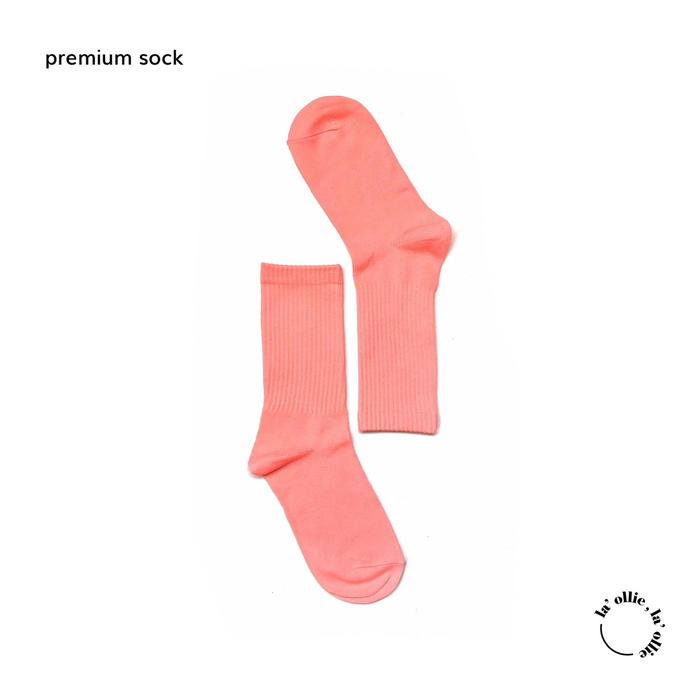 Kaus Kaki Premium Polos Panjang Fresh Salmon by La’ollie