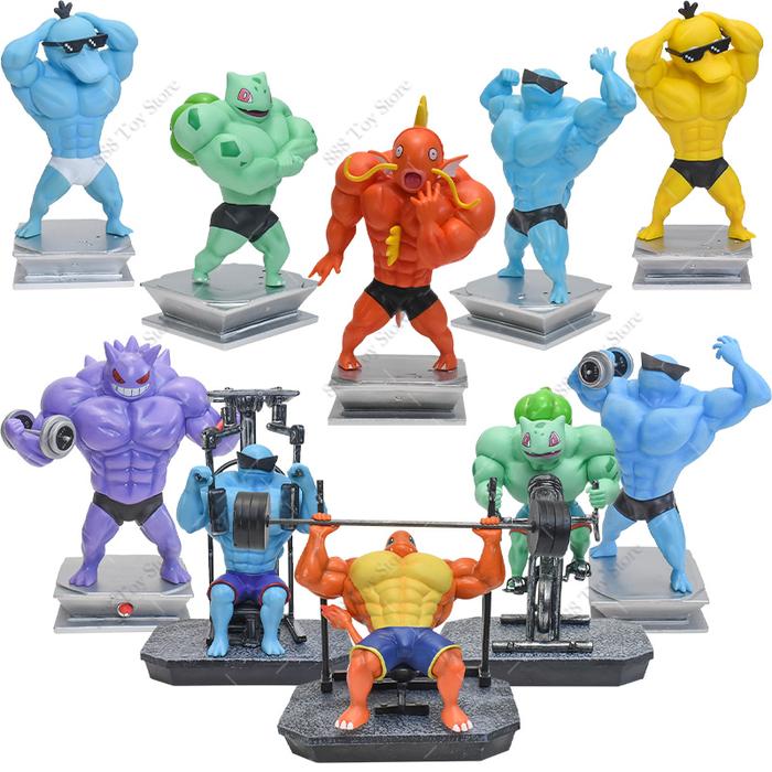 Anime Pokemon Muscle Man Action Figure Charmande Gengar Squirtle