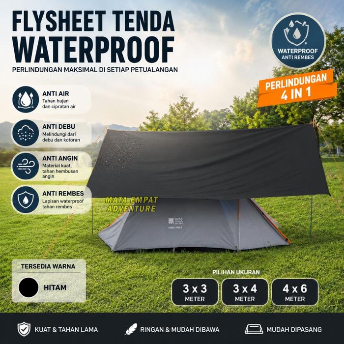 FLYSHEET TENDA 3X4 4X6 BUSCRAFT FLYSHEET TRAPTEEN PENUTUP ATAP TENDA WATERPROOF BIVAK 4x3 FLYSHEET T