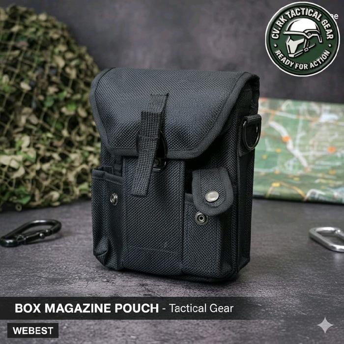 BOX MAGAZINE HITAM CANVAS POLIESTER NYAMAN/TAS MAGAZINE PEMBAGIAN TNI/RKT MagBox Tactical Pro