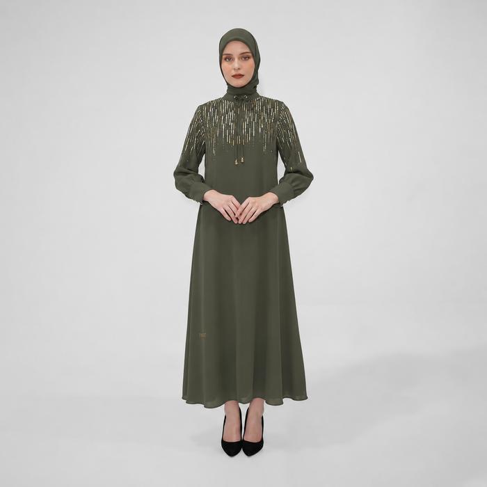 Hikmat Original Fashion A2583 - Abaya Hikmat  - Noerbutikmuslim - Gamis lebaran - Gamis Mewah - Gami