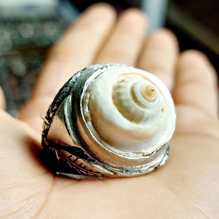 Cincin Keong buntet putih lancip Asli ring alpaka super kuat elegan anti karat