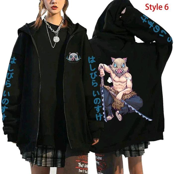 Jaket Hashibira Inosuke Printing Zipper Hoodie