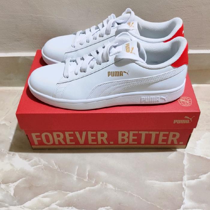 PUMA Sepatu Smash v2 Sneakers White High Risk Red