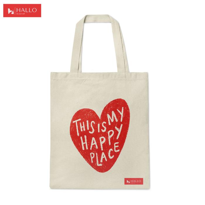 HALLO Totebag Kanvas Tebal Premium Penutup Resleting Tas Kuliah Pria Wanita Unisex Broken White - TH