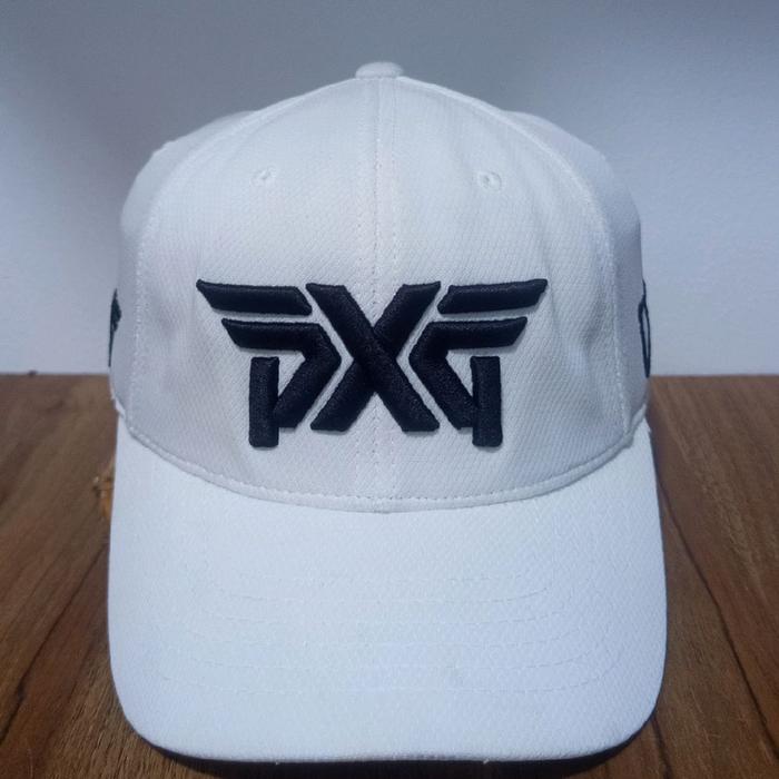 topi golf pxg putih logo bordir