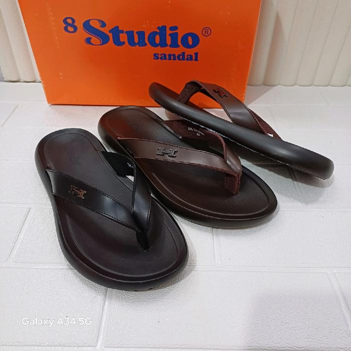 dk 906 sandal kulit pria 8 studio original kekinian Sendal Kasual Jepit