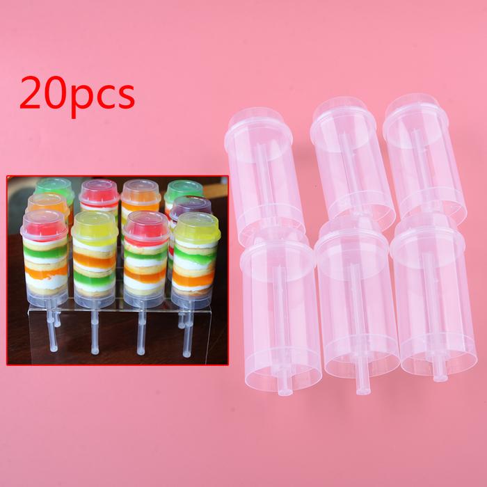 20Pcs Transparent PP Anti-skid DIY Pushable Push Up Pop Cake Holders