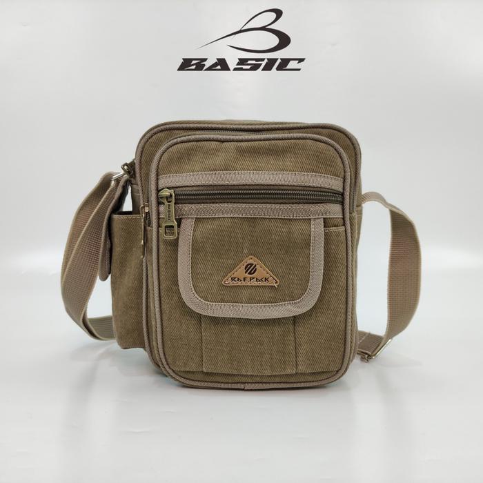 Baepack Tas Selempang kanvas Cowok Seri Regan khaki Original Baepack