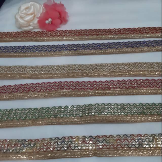 Renda India Benang Emas Zig Zag