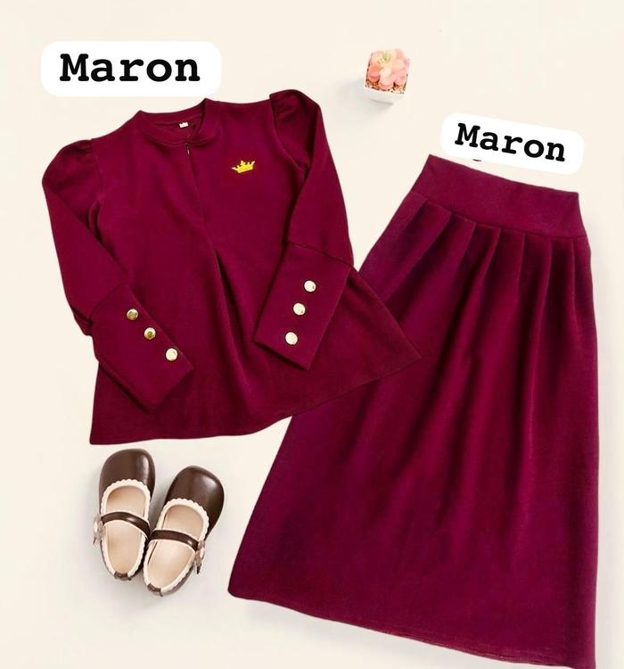 Set Rok Remaja  bahan knit japan linen premium model lengan inara untuk lebaran  usia 1 sampai usia 