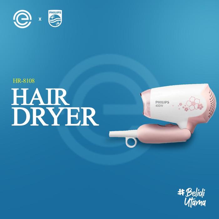Philips Hair Dryer Mini HP8108 - 400W, 2 Kecepatan, Travel-Friendly