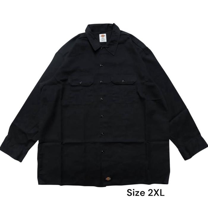 (Code: 130WS)  D*ckies Work Shirt Longsleeve color black size 2XL made in honduras likenew   measure