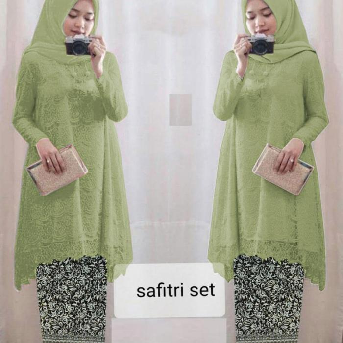 Setelan Kebaya Safitri Premium Brukat Rok Batik Modern untuk Seragam Kondangan Wisuda