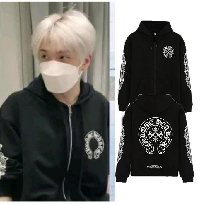Jaket Zipper NCT Dream Jisung crome full sablon kanan kiri free foto
