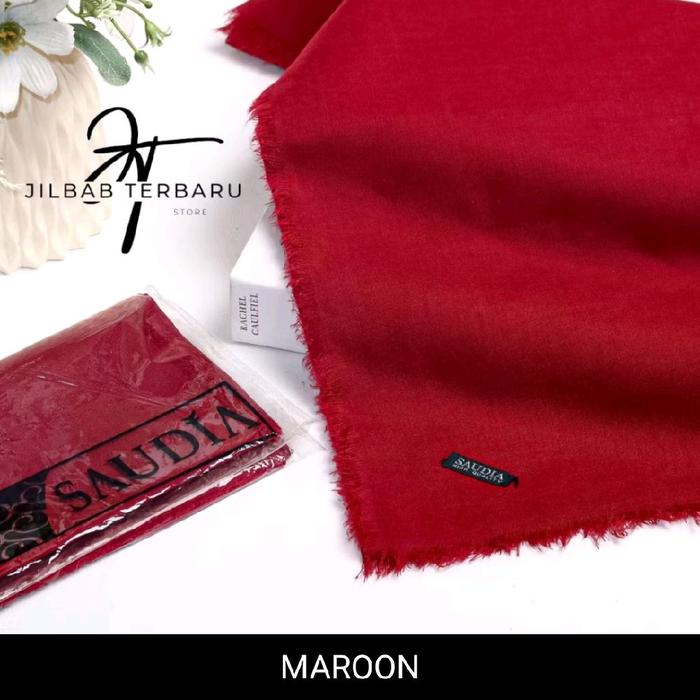hijab segiempat polos Saudia rawis merah maroonn