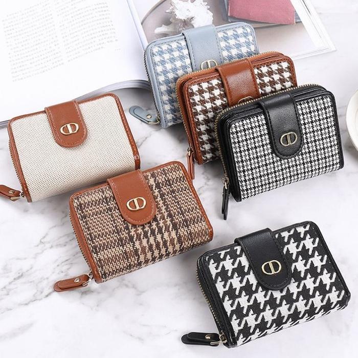 Dompet Wanita Import Motif Square / Houndstooth Wallet Card / Dompet Houndstooth Lipat / Dompet Temp