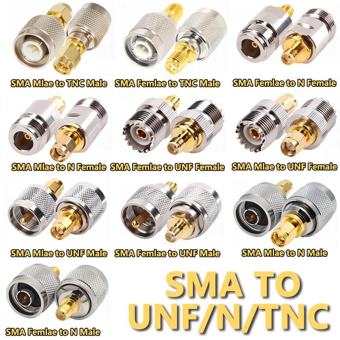 2PCS SMA Male Female to N BNC UHF PL259 SO239 TNC Copper Brass Adapter Straight RF Coaxial Connector