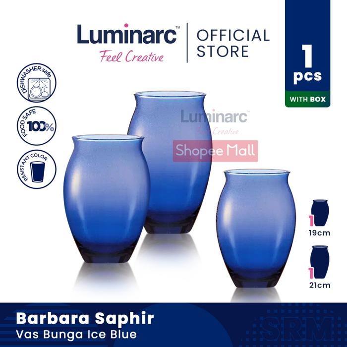 READY LUMINARC Vas Bunga Barbara Saphir Ice Blue 19cm/21cm - 1pcs