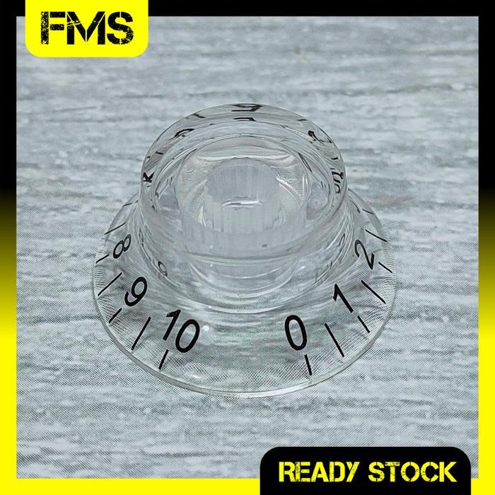 Knop Potensio Gitar Les Paul Top Hat Bell Speed Knob 15 Transparent/Black Bening Transparan