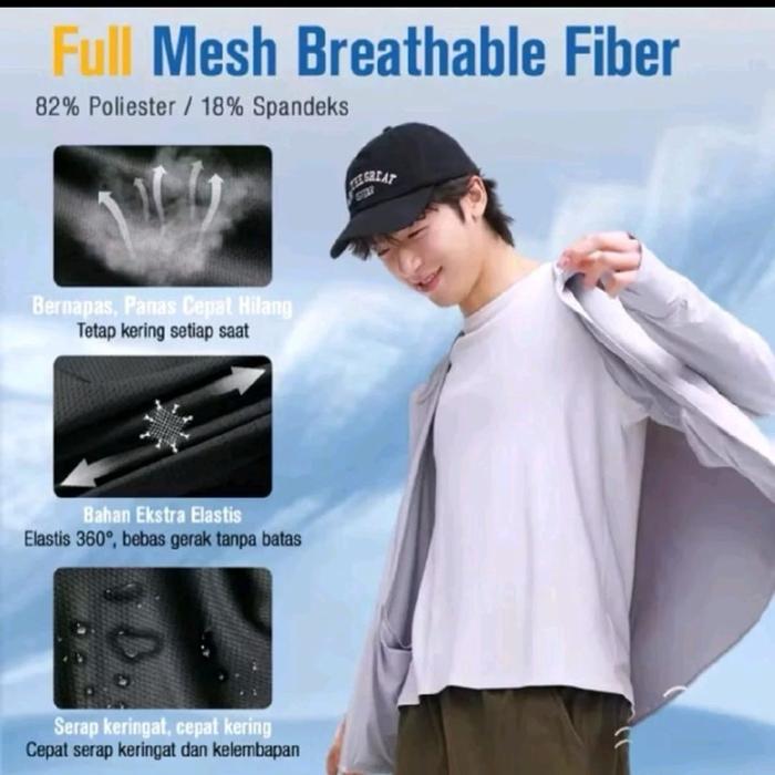 KKTOP - Jaket Olahraga Anti UV Pria Baju Olahraga UPF50+ Breathable Outdoor Sport (M001)