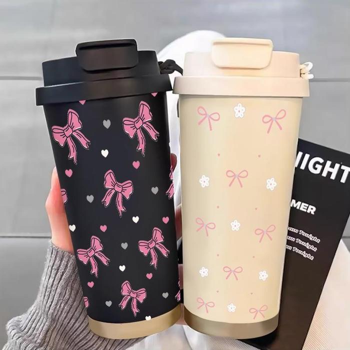 Tumbler Termos Mug Minum Stainless Steel Motif I  Termos Custom Tali Tenteng Kain Putar + Klik I I S