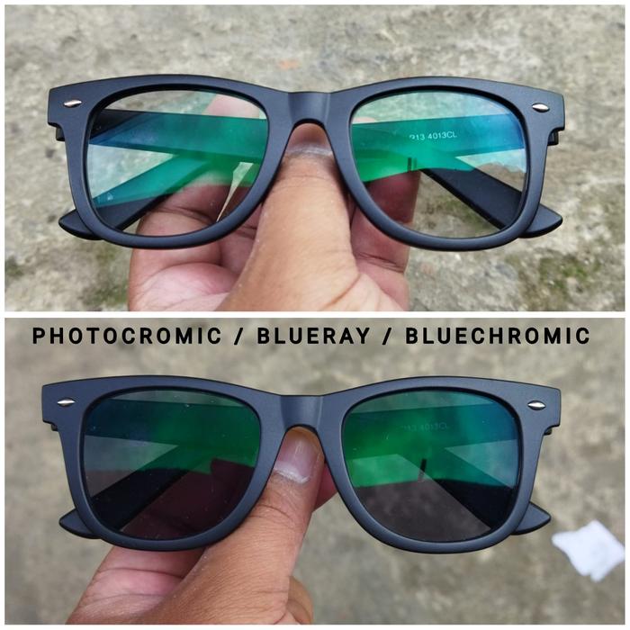 kacamata lensa photocromic blueray bluechromic progressive peogresif pria wanita murah kotak hitam d