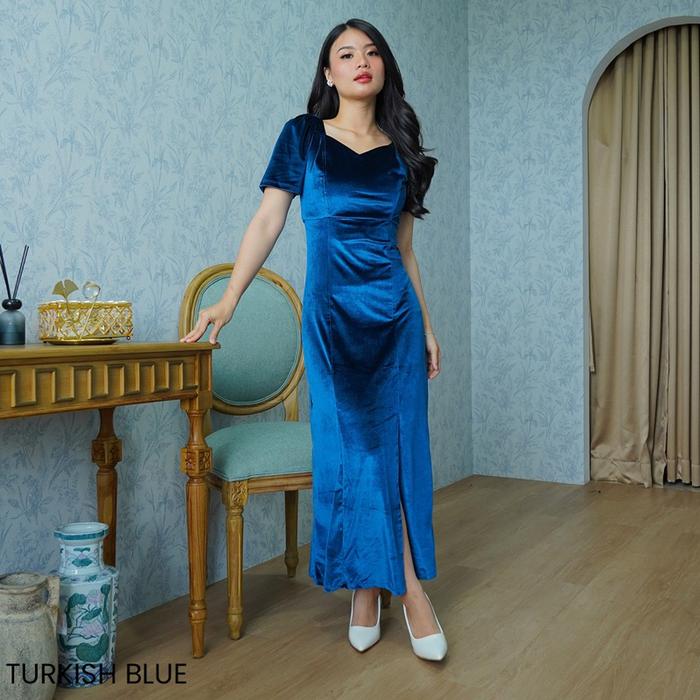 ◤New◢ Candice Velvet Maxi Dress Dress Pesta Mewah Elegant Slit Dress Wanita Dress Premium Gaun Wanit