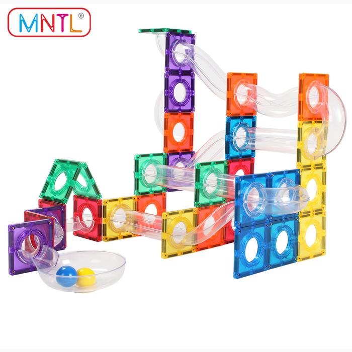 MNTL 100Pcs Marble Run Track Toys Magnetic Tiles STEM Magnet Building