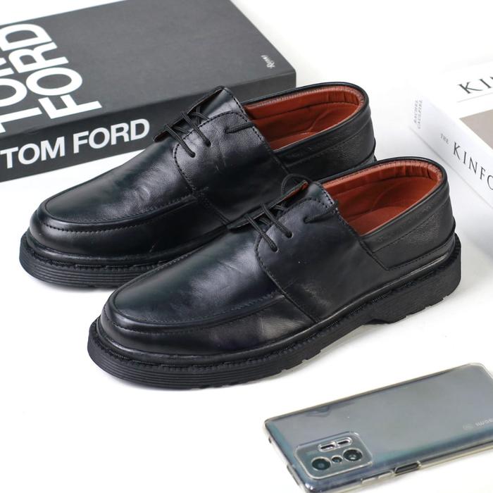 WARKA NVOL Sepatu Formal Kantor Pantofel Pria Kulit Casual Semi Santai Kulit asli Hitam Oxford Tingg