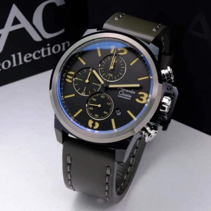 JAM TANGAN ALEXANDRE CHRISTIE AC6280 MC / AC 6280 SILVER GREEN LEATHER
