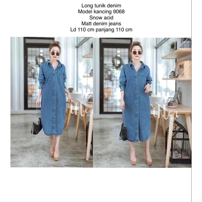 GHIA TUNIK DENIM WANITA LENGAN PANJANG IMPORT