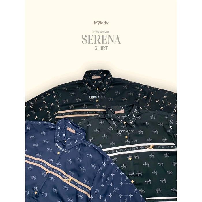 Mylady SERENA SHIRT | BLOUSE KEMEJA MOTIF PRINTING WANITA | PRINTING MONOGRAM MY LADY | Rora Gallery