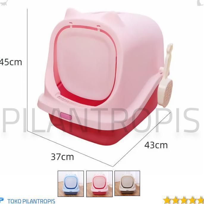 (Cooger) Cat Litter Box Kucing Jumbo Besar Tertutup Toilet Tempat Poop Kucing