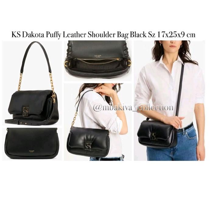 Dakota Puffy Leather Shoulder Bag Black