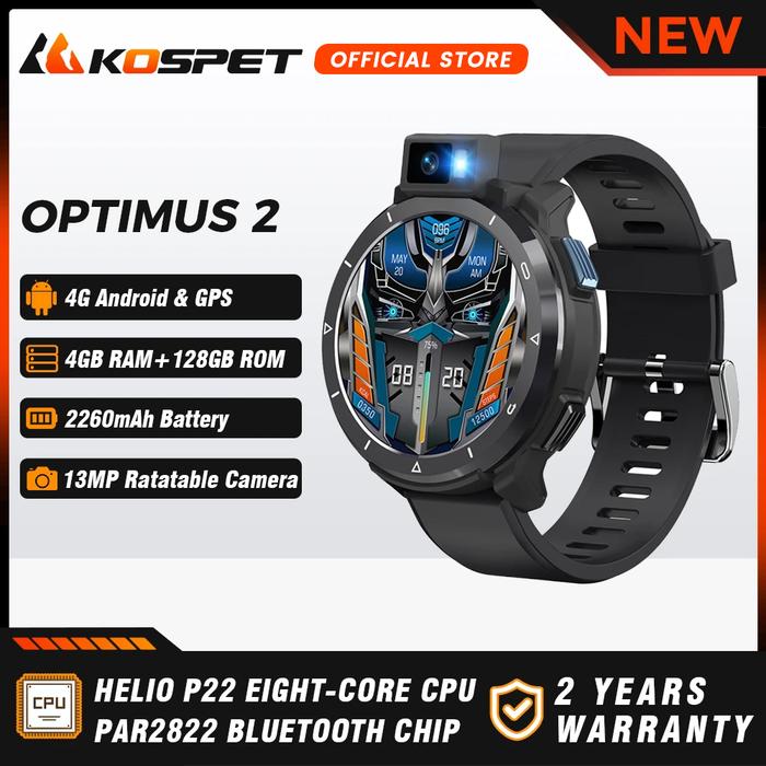 KOSPET OPTIMUS 2 Ultra 4G Android Smartwatch Phone 4GB+128GB 13MP 90°