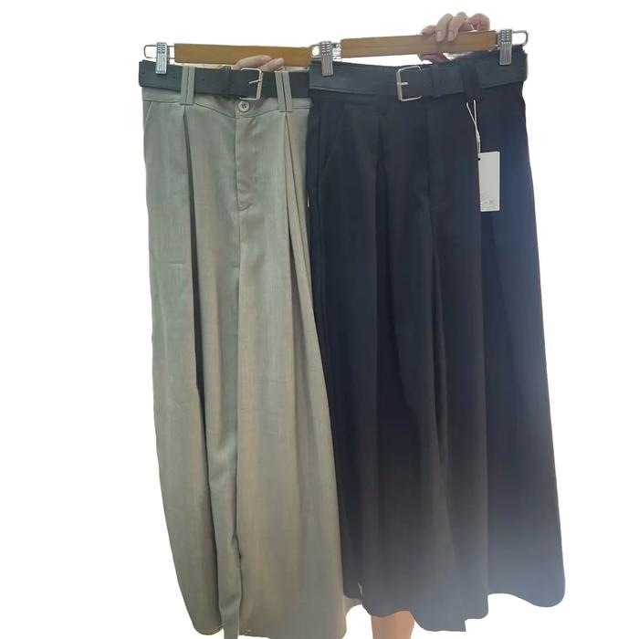 Celana Panjang Bawah Lebar dengan Variasi Warna - Model Terbaru - Crinkle, Basic, Linen, Wanita, Pan