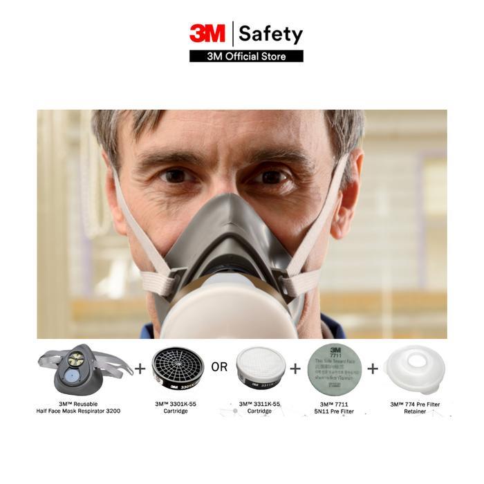 Flash Sale / 3M Reusable Half Face Mask 3200 - Masker Safety