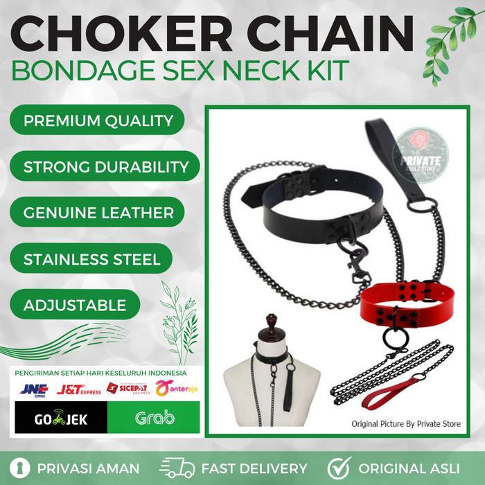 Best Seller BDSM CHOKER NECK CHAIN LEATHER - Bondage Sex Kit Tali Borgol Pengikat Leher Kalung Ranta